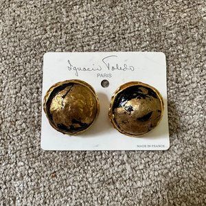 Ignacio Toledo French earrings with hammered gold edges 1987